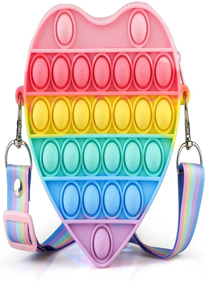 Mahi Enterprise Heart Pop Shoulder Bag Fidget Purse for Girls, Push Bubble Crossbody Toy Bag for Stress Relief Play - Image 1